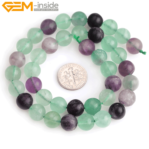 Natural Forested Round Chakras Beads Green Purple Fluorite Quartz Jewelry 15" - Picture 14 of 28