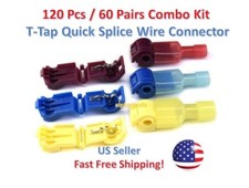120pc Insulated 22-10 AWG T-Taps Quick Splice Wire Terminal Connectors Combo Kit