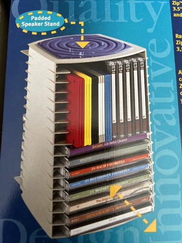 Computer Desktop PC Multimedia Storage Tower CD zip Disks Diskettes Vtg 1997 NEW - Afbeelding 2 van 11