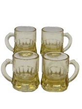 4 Vintage Beer Mug Shot Glasses in Yellow by Federal Glass Mid Century Barware