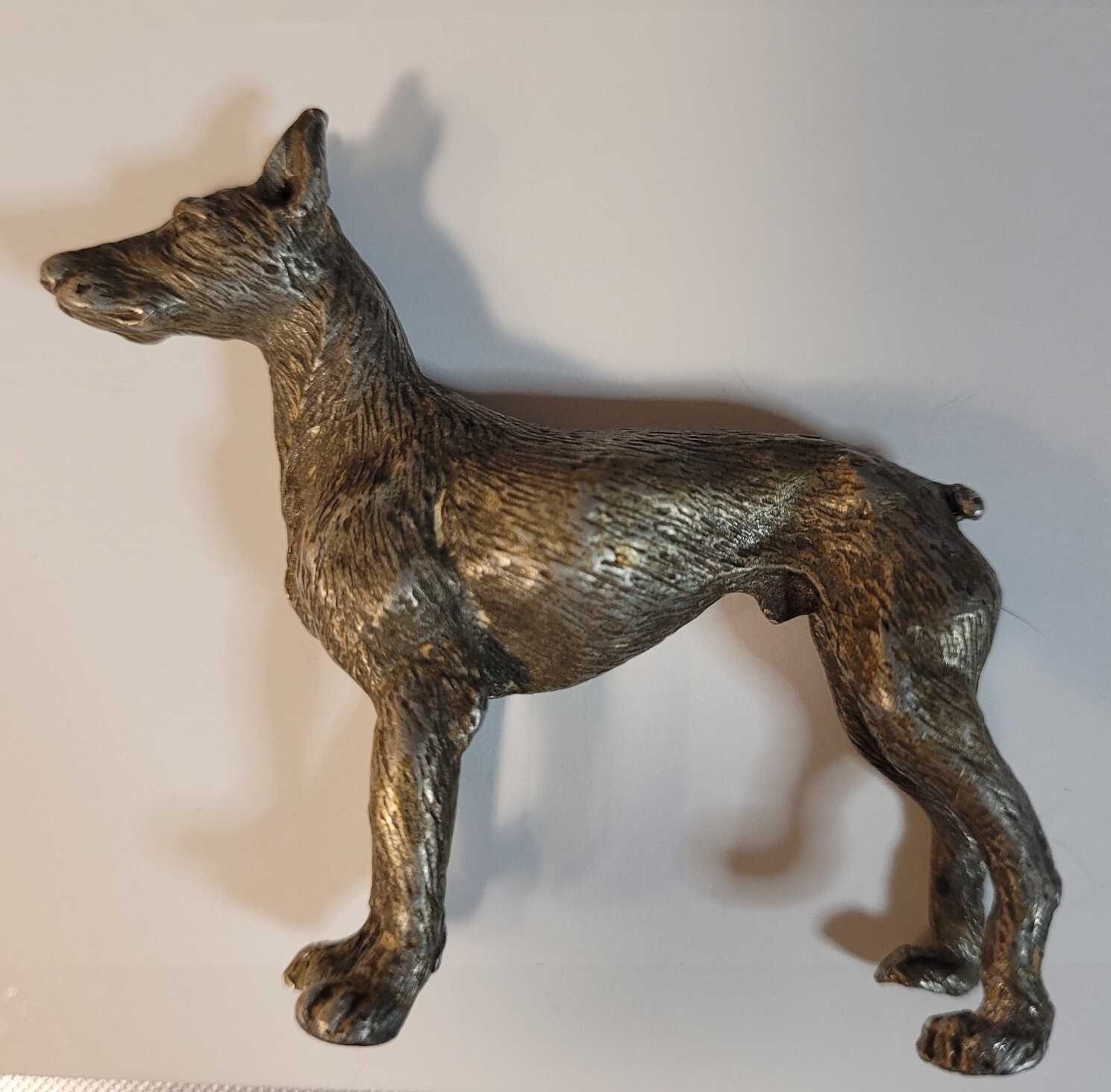 VTG Doberman Pincher Dog Pewter 2" Miniature Statue/Figurine/Figure