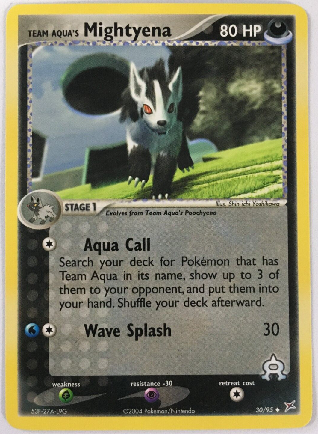 POKEMON TEAM AQUA'S MIGHTYENA 30/95 EX TEAM MAGMA VS TEAM AQUA UNCOMMON NM