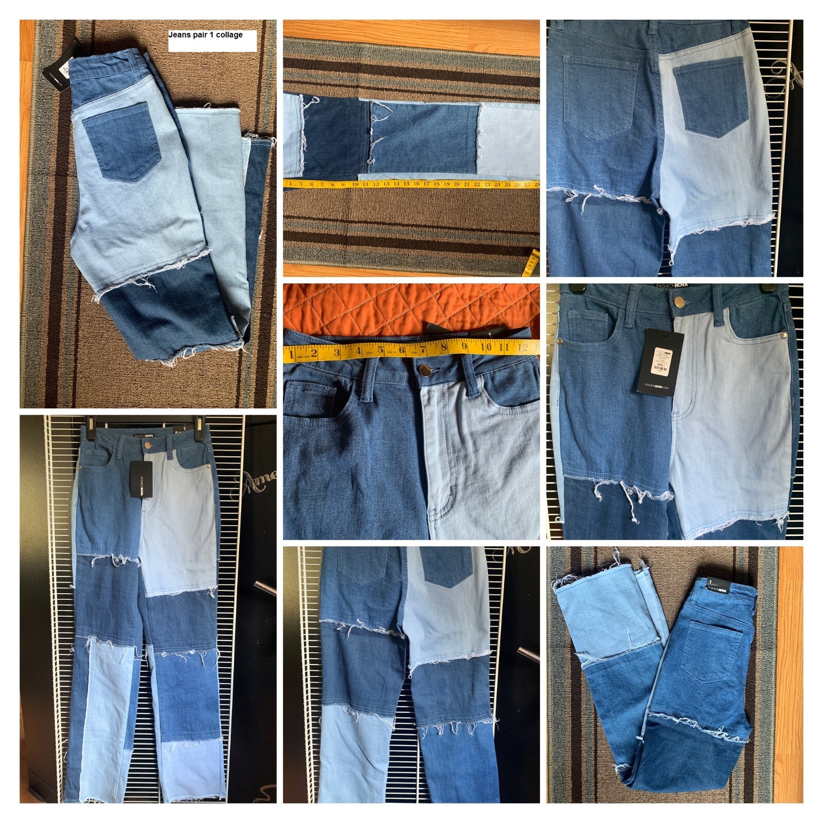 JUNIORS - 5 PC LOT, JEANS sz 1 & 3, FASHION NOVA, DISTRESSED, RIPPED, BLUE BLACK image 4