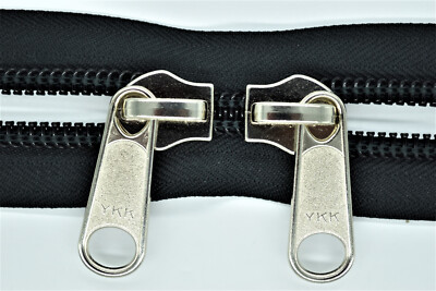 Zipper 10 mm Spiral X - Shape Black 2 Silver Sliders