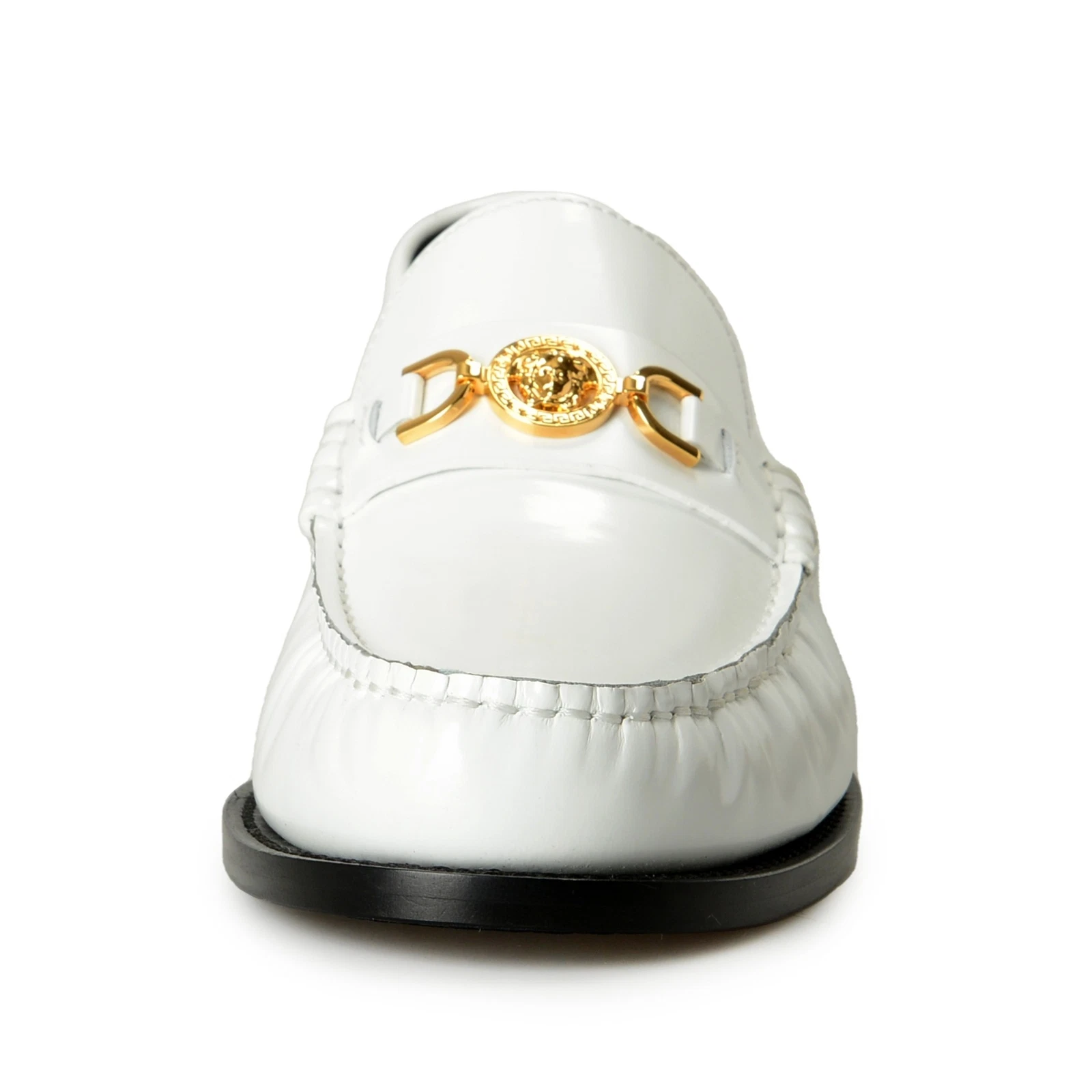 Scarpe mocassini Versace uomo oro bianco Medusa 100% pelle slip on US 9 5 IT 42 5