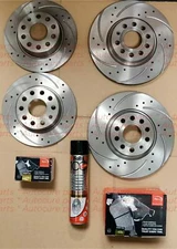 FRONT AND REAR DRILLED & GROOVED BRAKE DISCS & PADS FOR VW CADDY MK3 APEC PADS