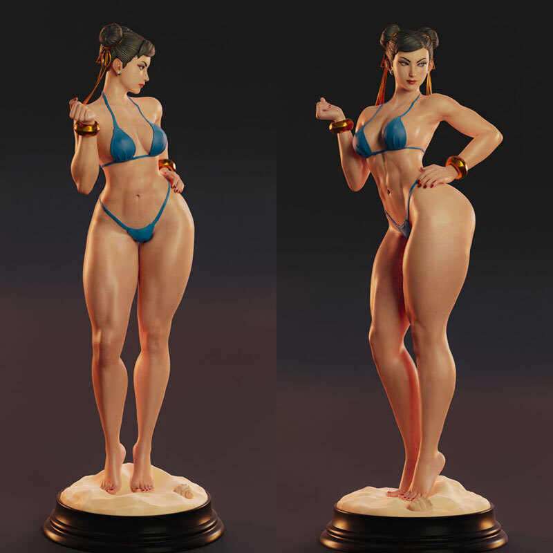 Bikini ChunLi 3D Printing Garage Kit Figure Model Kit Unpainted Unassembled GK-image
