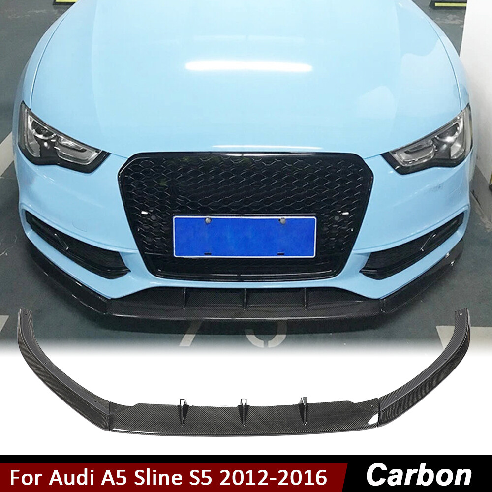 For Audi A5 Sline S5 2012-2016 Real Carbon Front Bumper Lip Spoiler Splitters