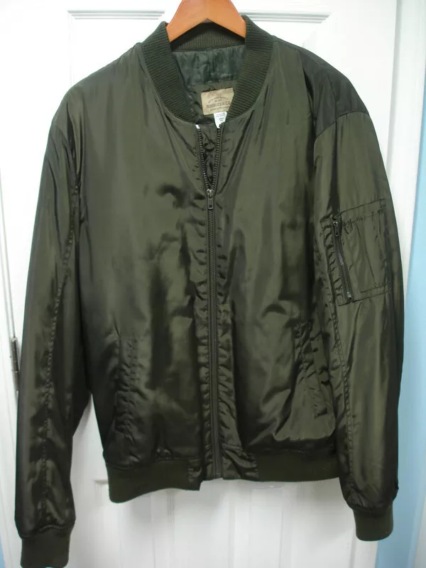 Men's Green Large Satin Bomber Jacket Lightweight - Roebuck u0026 Co. | eBay