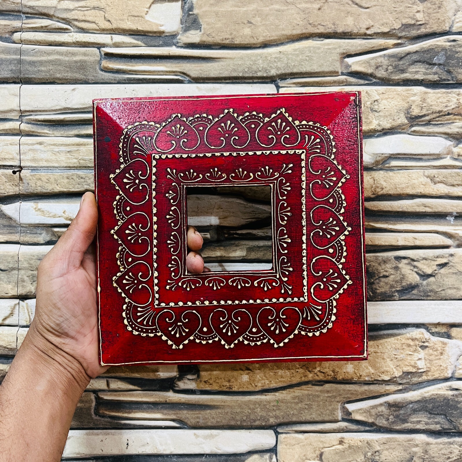 Wooden Photo Frame Picture Frame Hand Made Painted Unique Floral Photo