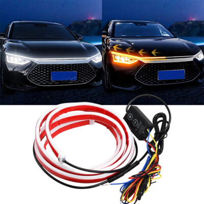 70'' Dynamic Scan Start Up Car Hood Light Strip Sequential Turn Signal Lights DRL