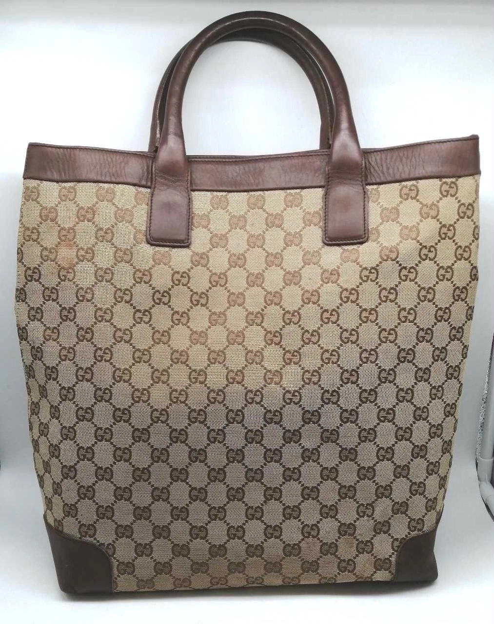 Sac fourre tout en toile et cuir Gucci 1121 Gg
