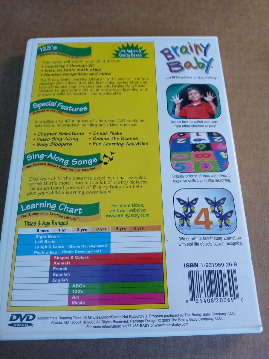 Brainy Baby Teach Your Child 123s DVD Numbers 1 to 20