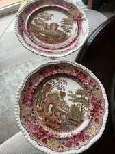 1928 Delft Spode Tower & Valle Cruis Abby Copeland 9.25" Luncheon Plates 3993