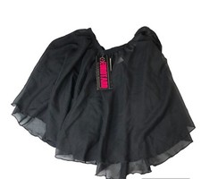 Eurotard Womens XL Dance Skirt Black Pull On Georgette 10774 New Performance
