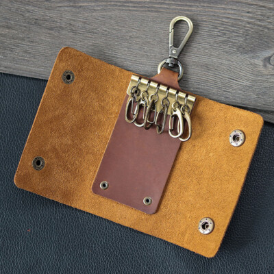 LEATHER Car Key Chain Ring Keys Holder Pouch Case Wallet