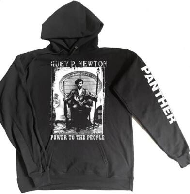 HUEY P. NEWTON Hooded Sweat Shirt . BLACK PANTHER PARTY HOODIE. FRED HAMPTON.