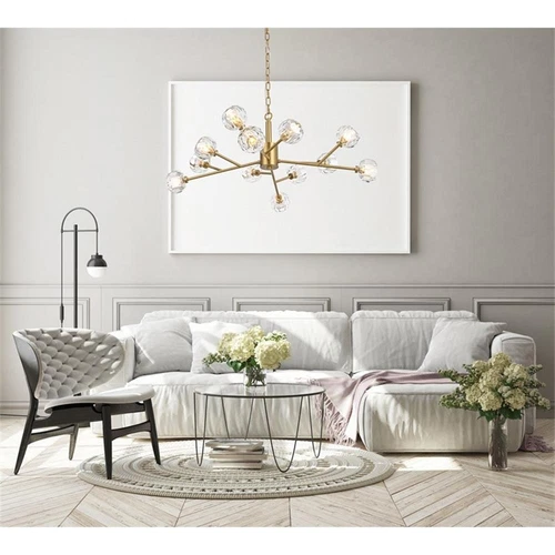 Elegant Lighting Graham 12-Light Modern Crystal/Iron Pendant in Gold - Picture 2 of 8