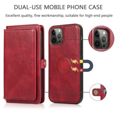 Removable Magnetic Leather Wallet Case Cover For iPhone 11 12 13 14 15 16 XS 7 8