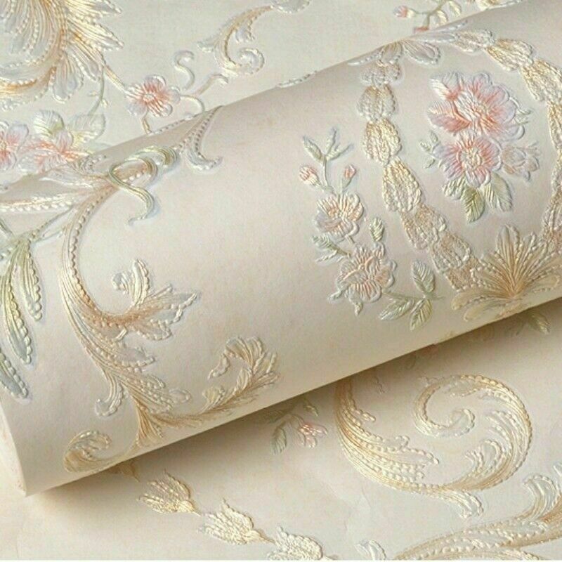 5M SelfAdhesive Nonwoven Wallpaper 3D Floral DAMASK Embossed Wall