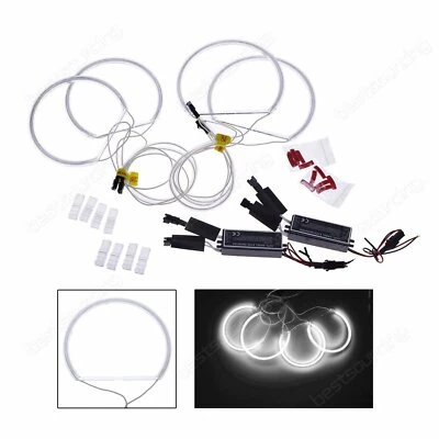Kit 131mm CCFL Angel Eyes Xenon Blanc 7000K Feux Phare Pour BMW E36 E46 E38 E39 - Photo 1/4
