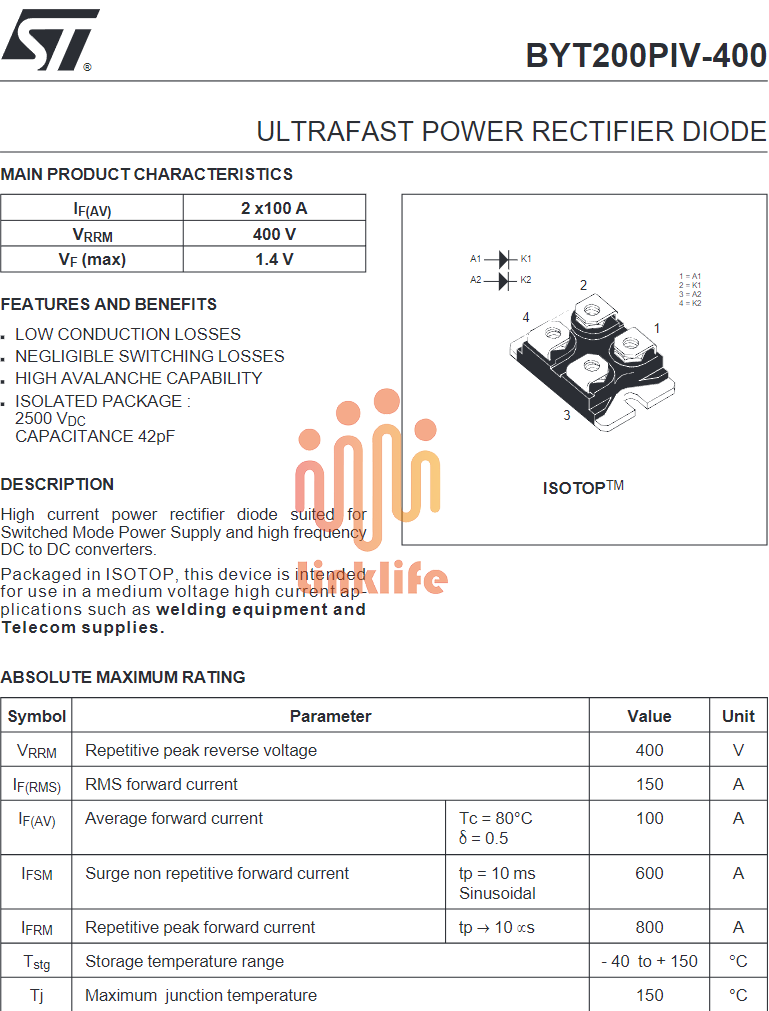 BYT200PIV400 ST Semiconduttori Discreti - Electronics - Foto 10