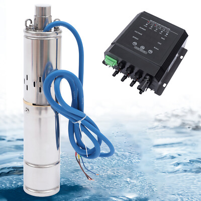 3'' DC 36V 400W Solar Submersible Water Pump, Deep Well Pump w/ MPPT Controller.