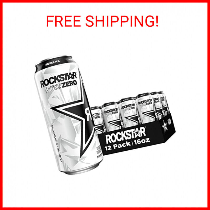 Rockstar Pure Zero Sugar Silver Ice Energy Drink, 16 oz Can