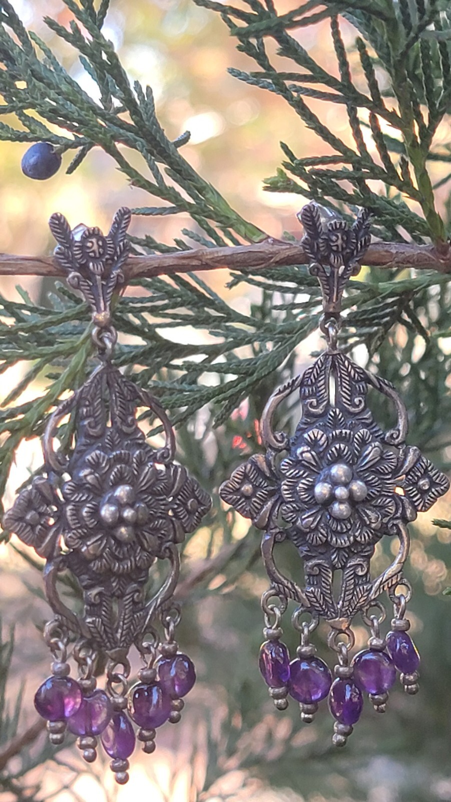 Stunning Peruvian Connection colonial silver earr… - image 10