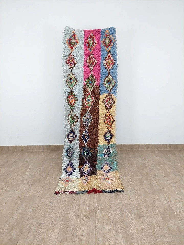 Moroccan Geometric Vintage Runner Rug Colorful Handmade Berber Hallway Rug 2x8 - Image 2 of 4