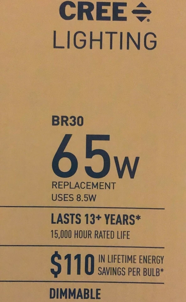 2 CREE LIGHT BULBS Indoor Flood LED BR30 65W 8.5 W Dimmable 5000k Daylight - Image 2 of 4