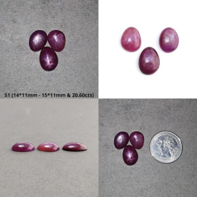 Untreated African Pink Sapphire Gemstone 6Ray Star Uneven Shape Flat back