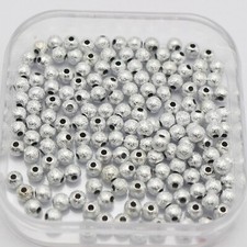 1000 Silver Glitter Acrylic Round Beads 4mm 0.16" Spacer Finding