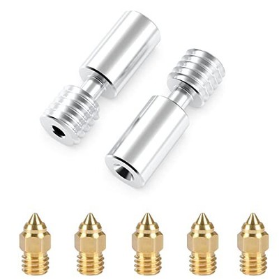 Creality 2PCS Titanium Alloy Throat Tube and 5 PCS Nozzles Kit for Ender 3 S1, 