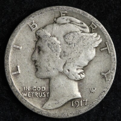 1917-D big die crack obv. Mercury Silver Dime FINE E133 XTN | eBay