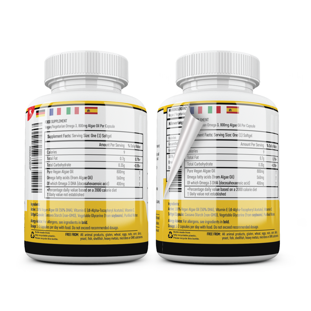 Vegan Vitality Omega 3 Algae Oil DHA 300mg & EPA 150mg (60 Capsules