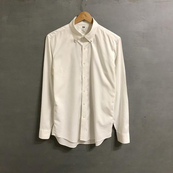 Men Uniqlo Shirt White Cotton 36 / S / 44