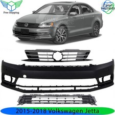 Front Bumper Cover Fascia Grille Assembly Kit For 2015-2018 Volkswagen Jetta