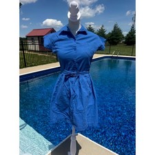 Vintage 50s Broderick Gym Suit Romper Dress Bloomers Blue Cotton XS S