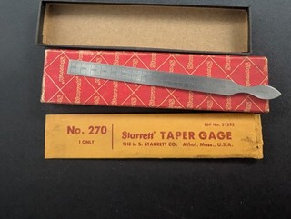 Vintage Starrett #270 Taper Gage With Box And Paper Sleeve Mint No Rust