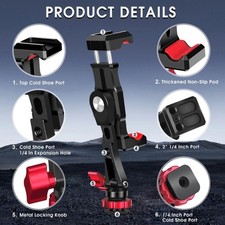 Phone Holder Tripod Mount Clamp with Double Hot Shoe Mount 1/4 " Screw