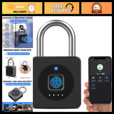 Keyless Biometric Fingerprint Padlock - Weatherproof Digital Bluetooth Lock for