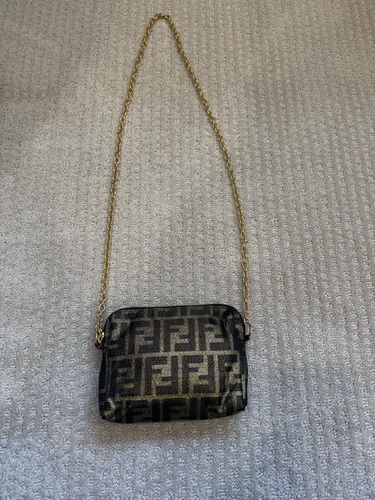 Mini tracolla vintage Fendi FF logo catena oro ~ rara