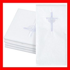 6 Pcs Cross Shell Baptismal Napkin with Embroidered Christian Baptism Towel...