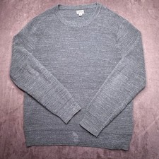 J Crew Shirt Mens Green Textured Knit Crew Neck Sweater Size Large 100 Cotton
