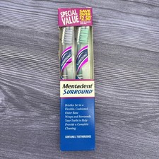 2 LOT Mentadent 91 Toothbrush Soft Full Head Wraps  Surround Bristles Flexible