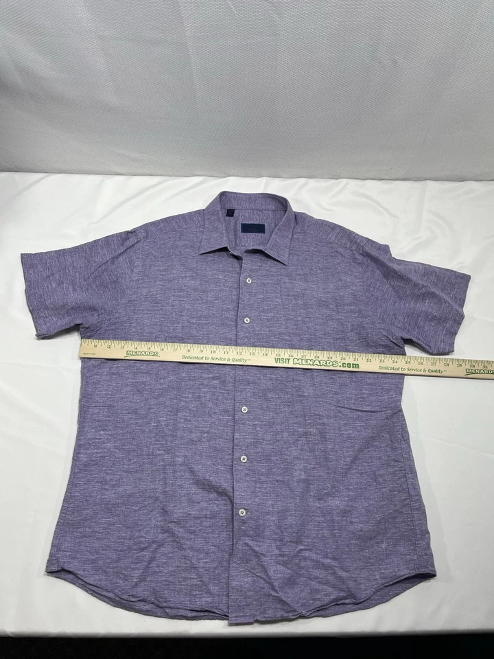 David Donahue Shirt Mens XL Heather Purple Linen Cotton Blend Casual Lightweight - Image 3 of 4