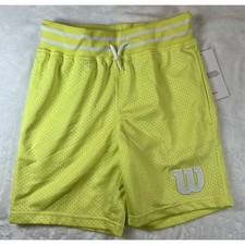 Wilson Medium Mesh Lined Tennis Shorts Embroidered Logo Boys M YELLOW WBH507