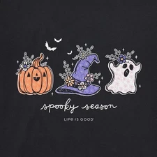 Medium NWT Women's Life is Good Spooky Season Halloween Ghost Pumpkin LS Crusher