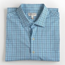 Peter Millar Summer Comfort Button Up Long Sleeve Shirt Men s Size XL Blue Plaid